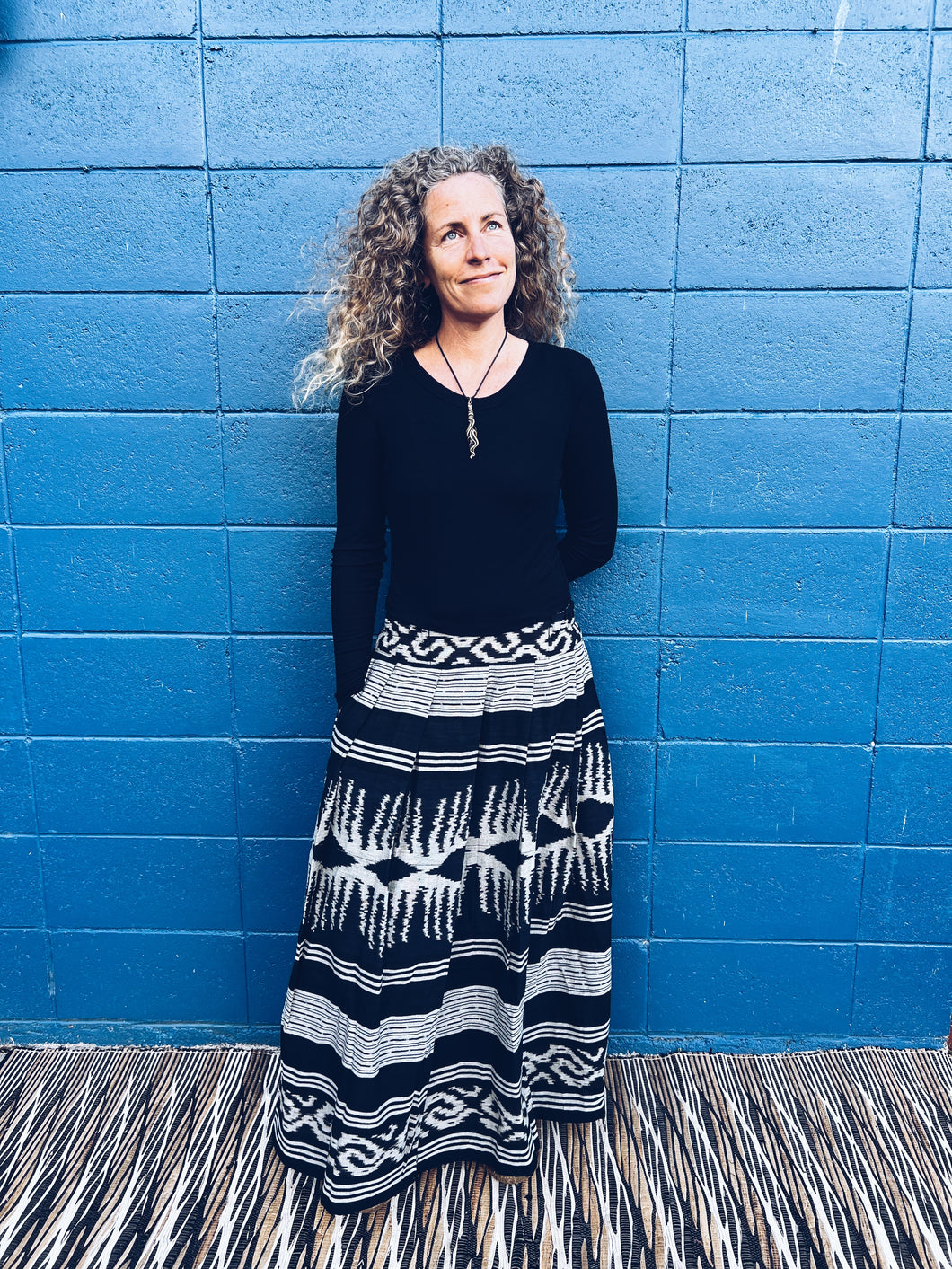 Handwoven Ikat Skirt - Java - Black